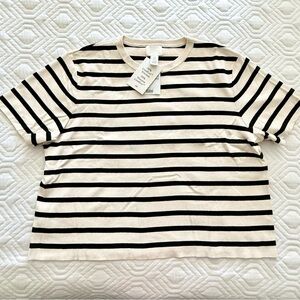 Women’s H&M Black and Cream Striped Knit Top NWT